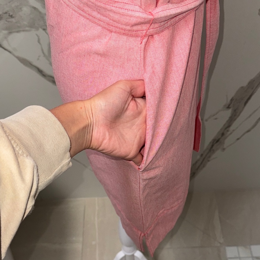 Vineyard Vines Sleeveless Pink Button-Front Shirt Dress with Waist Tie - Picture 5 of 7